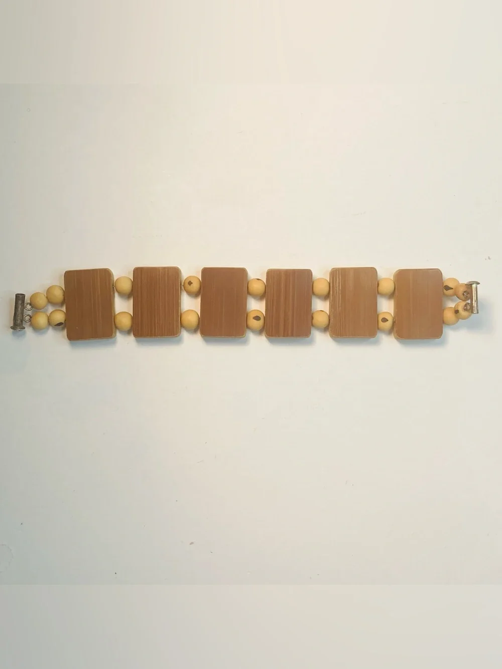 Vintage Mah Jong Bracelet, Two Tone Dovetail Tiles with Magnetic Slide Clasp
